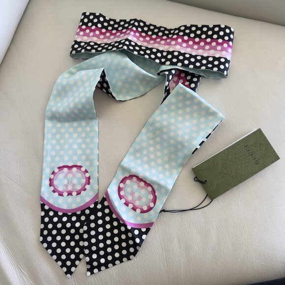 NWT GUCCI Polka Dot Headband 100% Authentic Silk Sz S